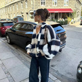 GETADME Y2K Harajuku Aesthetic Women's Autumn Winter Striped Knitted Sweater Casual Loose Chic Fashion Cardigan Pullover 2025 Streetwear