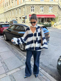 GETADME Y2K Harajuku Aesthetic Women's Autumn Winter Striped Knitted Sweater Casual Loose Chic Fashion Cardigan Pullover 2025 Streetwear