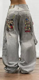 GETADME Y2K Harajuku Fashion New Solid Color Washed Baggy Jeans Women Streetwear Punk Popular Casual Joker High Waist Wide Leg Pants
