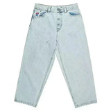 GETADME Y2K Harajuku Polar Big Boy Jeans Pants Hip Hop Cartoon Embroidery Retro Blue Baggy Jeans Mens Womens High Waist Wide Leg Trouser