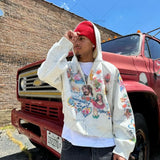 Sweat à capuche oversize zippé Getadme Y2K Harajuku rétro style streetwear américain imprimé croisé, veste sweat-shirt tendance et décontractée.