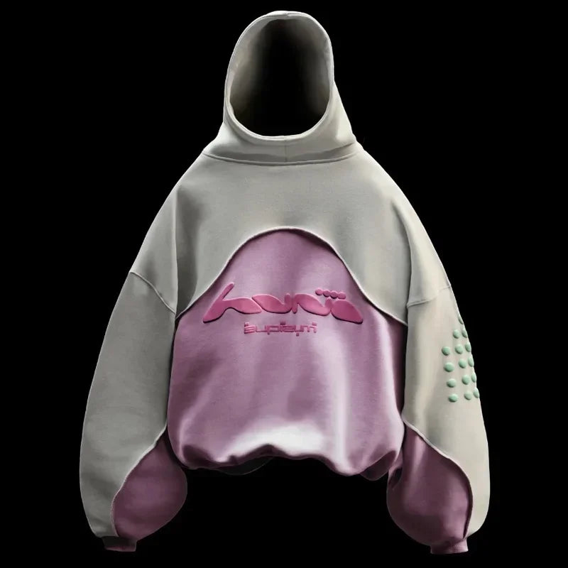 GETADME Y2K Hoodie Harajuku Foam printing Splicing Design high quality Oversized sweatshirt Hip Hop vintage Men women fashion streetwear