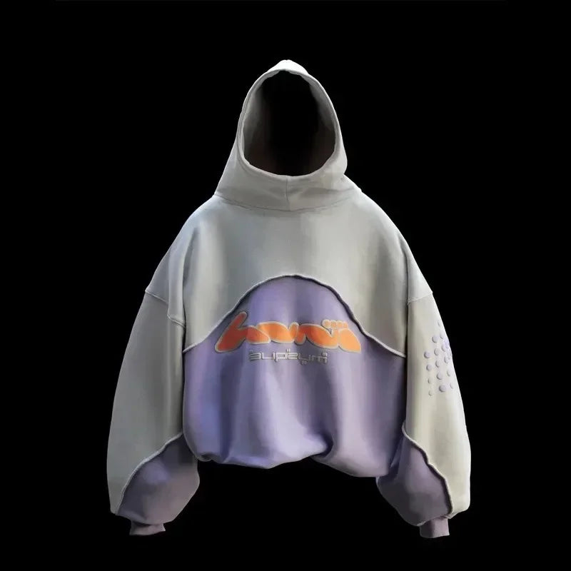 GETADME Y2K Hoodie Harajuku Foam printing Splicing Design high quality Oversized sweatshirt Hip Hop vintage Men women fashion streetwear