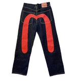 GETADME Y2K New Best-Selling Jeans Retro Personalized Print Jeans Women’s Punk Hip Hop Gothic Loose Straight Denims Couple Street wear