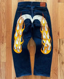 GETADME Y2K New Best-Selling Jeans Retro Personalized Print Jeans Women’s Punk Hip Hop Gothic Loose Straight Denims Couple Street wear