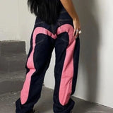 GETADME Y2K New Best-Selling Jeans Retro Personalized Print Jeans Women’s Punk Hip Hop Gothic Loose Straight Denims Couple Street wear