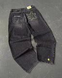 GETADME Y2K New Retro Embroidered Jeans 90s Street Trend Hip Hop Straight Jeans Men's Women's Punk Gothic Casual Loose Wide Legs Pants