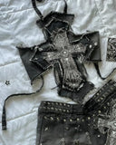 GETADME Y2K 섹시 슬림 탑 팬츠 투피스 세트 여성 하라주쿠 라이트 그레이 타이트 코르셋 탑 하이웨이스트 스웨트 팬츠 가을 겨울 정장