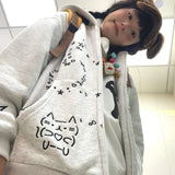 GETADME Y2K Stars Bears Embroidery Hoodies Zipper Hooded zip-up Streetwear Woman Clothing Autumn Loose Fit Women's hoodie