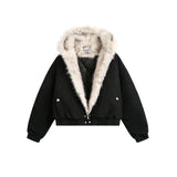 GETADME Y2K Winter Warm Clothing Men Women Retro Simple Plush Coat Sportswear New Loose Leather Motorcycle Punk Fur Collar Jacket Couple
