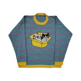 GETADME Y2K Women's Sweater Clothing Vintage Knitted Wool Sweater Jumper Round Neck Stripe Cute patterns Round Neck Long Sleeve Clothing
