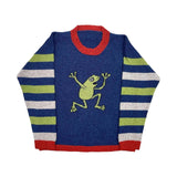 GETADME Y2K Women's Sweater Clothing Vintage Knitted Wool Sweater Jumper Round Neck Stripe Cute patterns Round Neck Long Sleeve Clothing