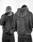 GETADME Y2K trend Street hip hop jumper Jacket Vintage wash patchwork furred fashion men zipper hoodie Gothic loose casual sweatshirt