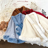 GETADME Y2k Aesthetic Fashion Lolita Cloak Coats Sweet Kawaii Fluffy Vintag Elegant Capes Loose Bandage Cute Bow Women Jacket Streetwear