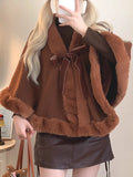GETADME Y2k Aesthetic Fashion Lolita Cloak Coats Sweet Kawaii Fluffy Vintag Elegant Capes Loose Bandage Cute Bow Women Jacket Streetwear