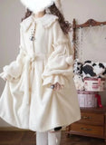 GETADME Y2k Aesthetic Women Lolita Sweet Coats Single-breasted Bandage Bow Winter Jacket Kawaii Cute Grunge Fairy Lantern Sleeve Jackets