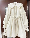 GETADME Y2k Aesthetic Women Lolita Sweet Coats Single-breasted Bandage Bow Winter Jacket Kawaii Cute Grunge Fairy Lantern Sleeve Jackets