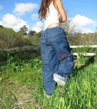 GETADME Y2k Jeans 2025 Fashion Harajuku Slim Fit Denim Pants Female Personality Niche Classic Style Fashion High Waisted Wide Leg Pants
