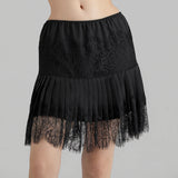 GETADME Y2k Lace Half Slip Skirt Flowy Ruffle Pleated Mini Skirts for Women Fairy Mesh Floral Mid Rise Layered Short Skirts Streetwear