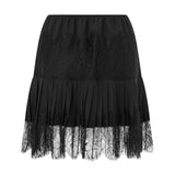 GETADME Y2k Lace Half Slip Skirt Flowy Ruffle Pleated Mini Skirts for Women Fairy Mesh Floral Mid Rise Layered Short Skirts Streetwear