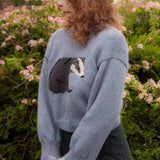 GETADME Y2k Round Neck Long Sleeved Animal Jacquard Harajuku Sweater Knitted Sweater Vintage Top Oversize Streetwear High Street Clothes