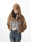 GETADME Y2k Zip Up Hoodie Harajuku Punk Gothic Star Patch Loose Sweatshirts Grunge Streetwear Hooded Crop Jackets Dark Hip Pop Coats