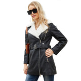 GETADME YJKDYK 2025 New Autumn Winter Women's Jacket Velvet Leather Jacket For Women Double Headed Zipper Waistband Warm Jacket