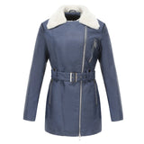 GETADME YJKDYK 2025 New Autumn Winter Women's Jacket Velvet Leather Jacket For Women Double Headed Zipper Waistband Warm Jacket