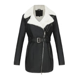 GETADME YJKDYK 2025 New Autumn Winter Women's Jacket Velvet Leather Jacket For Women Double Headed Zipper Waistband Warm Jacket