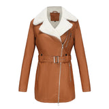 GETADME YJKDYK 2025 New Autumn Winter Women's Jacket Velvet Leather Jacket For Women Double Headed Zipper Waistband Warm Jacket