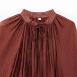 GETADME Zach Ailsa women's temperament bow tie lace up ruffle edge short skirt spring new solid color long sleeved slimming dress