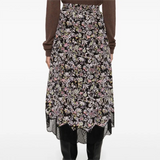 GETADME Zadig 여성 하프 드레스 여름 패션 꽃 무늬 실크 하프 스커트 여성 봄 우아한 미디 스커트 클래식 레이디 의류