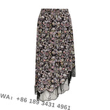 GETADME Zadig 여성 하프 드레스 여름 패션 꽃 무늬 실크 하프 스커트 여성 봄 우아한 미디 스커트 클래식 레이디 의류