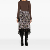 GETADME Zadig 여성 하프 드레스 여름 패션 꽃 무늬 실크 하프 스커트 여성 봄 우아한 미디 스커트 클래식 레이디 의류