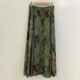 GETADME Zadig 여성 하프 스커트 시크하고 우아한 프린트 그린 롱 스커트 여성 레이온 캐주얼 봄 여성 미디 스커트 레이디 하프 드레스