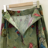 GETADME Zadig 여성 하프 스커트 시크하고 우아한 프린트 그린 롱 스커트 여성 레이온 캐주얼 봄 여성 미디 스커트 레이디 하프 드레스