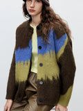 GETADME Zoki Vintage Japan Patchwork Cardigan Women Fall Winter Lazy Wind Knitted Sweater Coat Harajuku Retro Casual Oversize Loose Tops