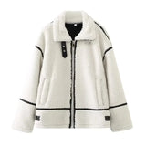 GETADME Zr Mall Style Sheep Fur Fleece Jacket Autumn/winter Warm Comfortable Slimming Jacket Motorcycle Clip-on Leather Coat