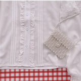 GETADME-로리타 셔츠 화이트 우아한 여성 프레피 스타일 블라우스 귀여운 피터팬 칼라 레이스 러플 JK 셔츠 여아 ​​긴팔 블라우스 무제