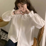 GETADME-Gidyq Vintage Women White Shirt Preppy Style Fashion Elegant Female Long Sleeve Blouse Y2K Sweet Kawaii All Match Shirts
