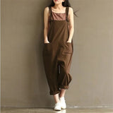 Fashion Women Casual Loose Solid Jumpsuit Spring Strap Dungaree Harem Trousers with Pockets Overalls Plus Size 5XL