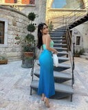 GETADME-여성용 타이다이 그라데이션 슬리브리스 백리스 스트랩리스 드레스 여름 섹시 슬림 바디콘 드레스 패션 비치 가슴 랩핑 의류