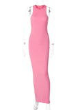 Getadme Hugcitar Ribbed Sexy Y2K Clothes Sleeveless Bodycon Maxi Dresses For Women Club Birthday Party Streetwear Elegant Outfits