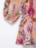 TRAF Womens Dresses Flower Print Elegant Short Dress Spring 2025 New Ruffles Mini Dress Women Long Sleeve Evening Party Dresses