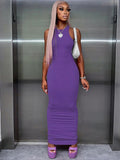 Getadme Hugcitar Ribbed Sexy Y2K Clothes Sleeveless Bodycon Maxi Dresses For Women Club Birthday Party Streetwear Elegant Outfits