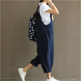 Fashion Women Casual Loose Solid Jumpsuit Spring Strap Dungaree Harem Trousers with Pockets Overalls Plus Size 5XL
