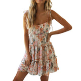 여성용 플로럴 스파게티 스트랩 여름 캐주얼 드레스 보헤미안 스타일 비치 드레스 패션 섹시 데일리 웨어 숏 스커트 로파 드 무헤르 