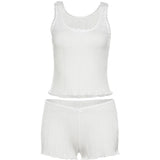 GETADME-이상한 고양이 리본 아플리케 여성 2피스 세트 트랙수트 캐주얼 파자마 탱크탑+반바지 매칭 스트리트웨어 스포티 여름 트렌드 슈트