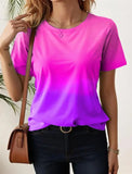 Women's T-Shirts For Women 3d Gradient Print  Tees Casual Street Femalewear Summer  Oversized T-Shirt Fashion Lady Y2k Clothing