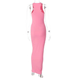 Getadme Hugcitar Ribbed Sexy Y2K Clothes Sleeveless Bodycon Maxi Dresses For Women Club Birthday Party Streetwear Elegant Outfits